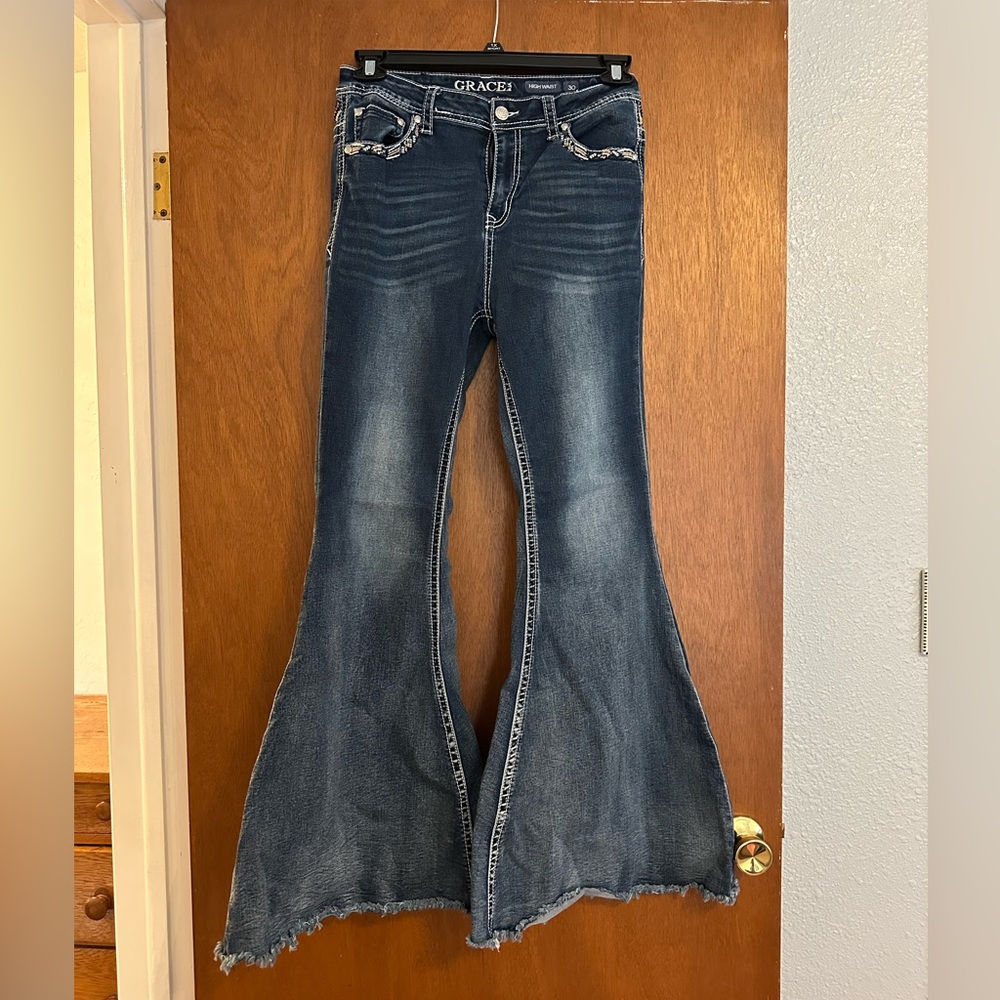 Grace in LA Women's Flared Blue Jeans